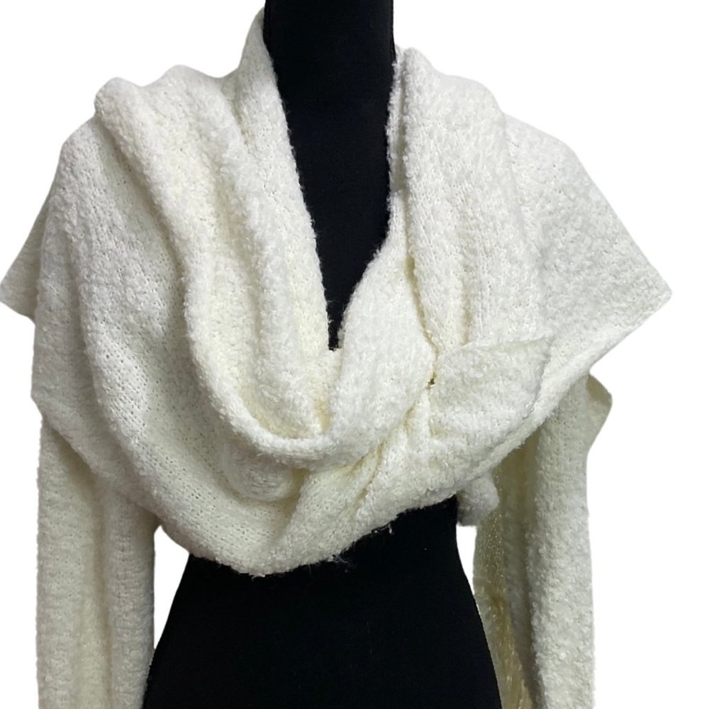 Oboe Sweater Scarf Off White M/L Vintage Y2K 90s Glamorous Pin-Up Style